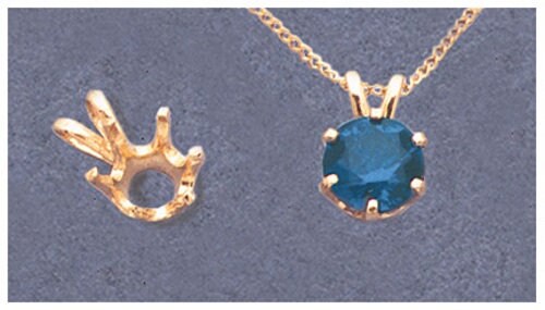 Sterling Silver or 14kt Gold 3mm to 9mm Round 6-Prong Pendant Setting - Handcrafted in USA (Item #161116/141116) - Perfect for Necklaces, Jewelry Making & Custom Designs