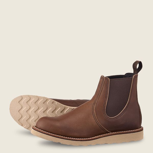 CLASSIC CHELSEA 3190 Amber Harness Work Boots - Men's Waterproof Leather Boots for Construction, Hiking & Outdoor Work - Slip Resistant & Comfortable Safety Shoes