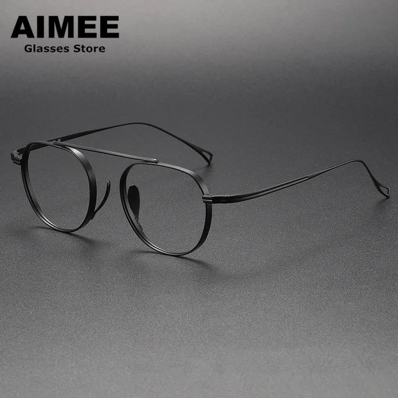 Aimee Unisex Full Rim Oval Browline Titanium Eyeglasses Frame 9503 - Lightweight & Durable for Work, Reading & Fashion