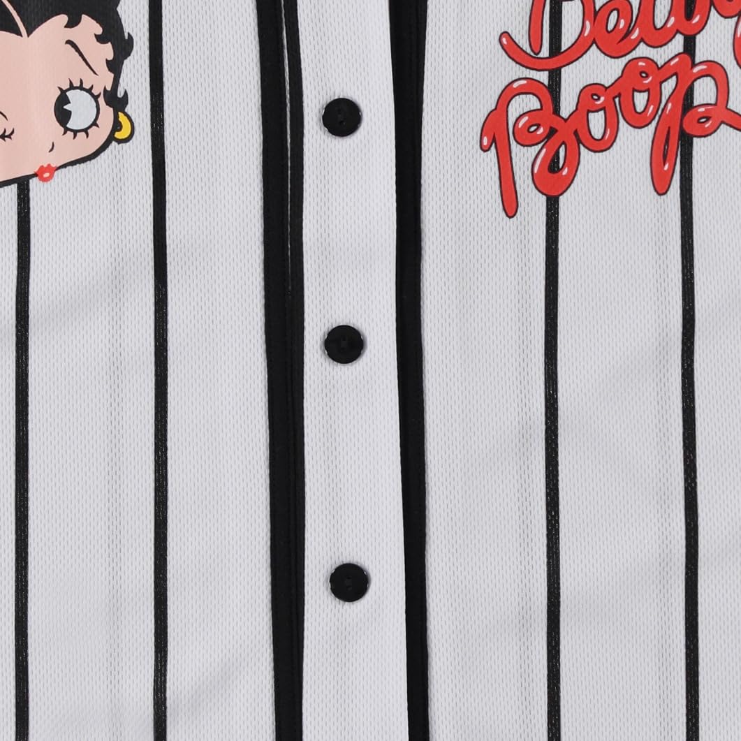 Vintage Betty Boop Ladies Baseball Jersey - Bonnie, Margie & Mae Style Retro Mesh Button Down Shirt for Women | Casual Wear, Costume Parties & 90s Themed Events