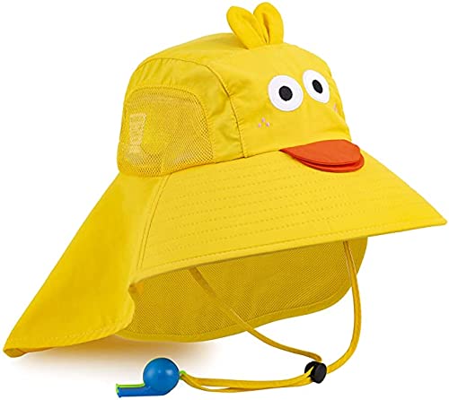 Kids Sun Hats with Wide Brim & Whistle - UV Protection Beach Hats for Boys & Girls Ages 3-8 | Adjustable Outdoor Sports Hat for Swimming, Hiking, and Summer Activities