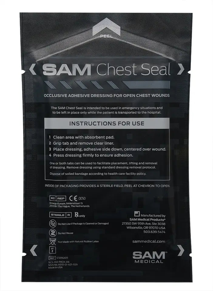 SAM Chest Seal Combo Pack - Emergency Trauma First Aid Kit for Gunshot & Stab Wounds - Perfect for Tactical Medics, Military, Police & Outdoor Survival Scenarios