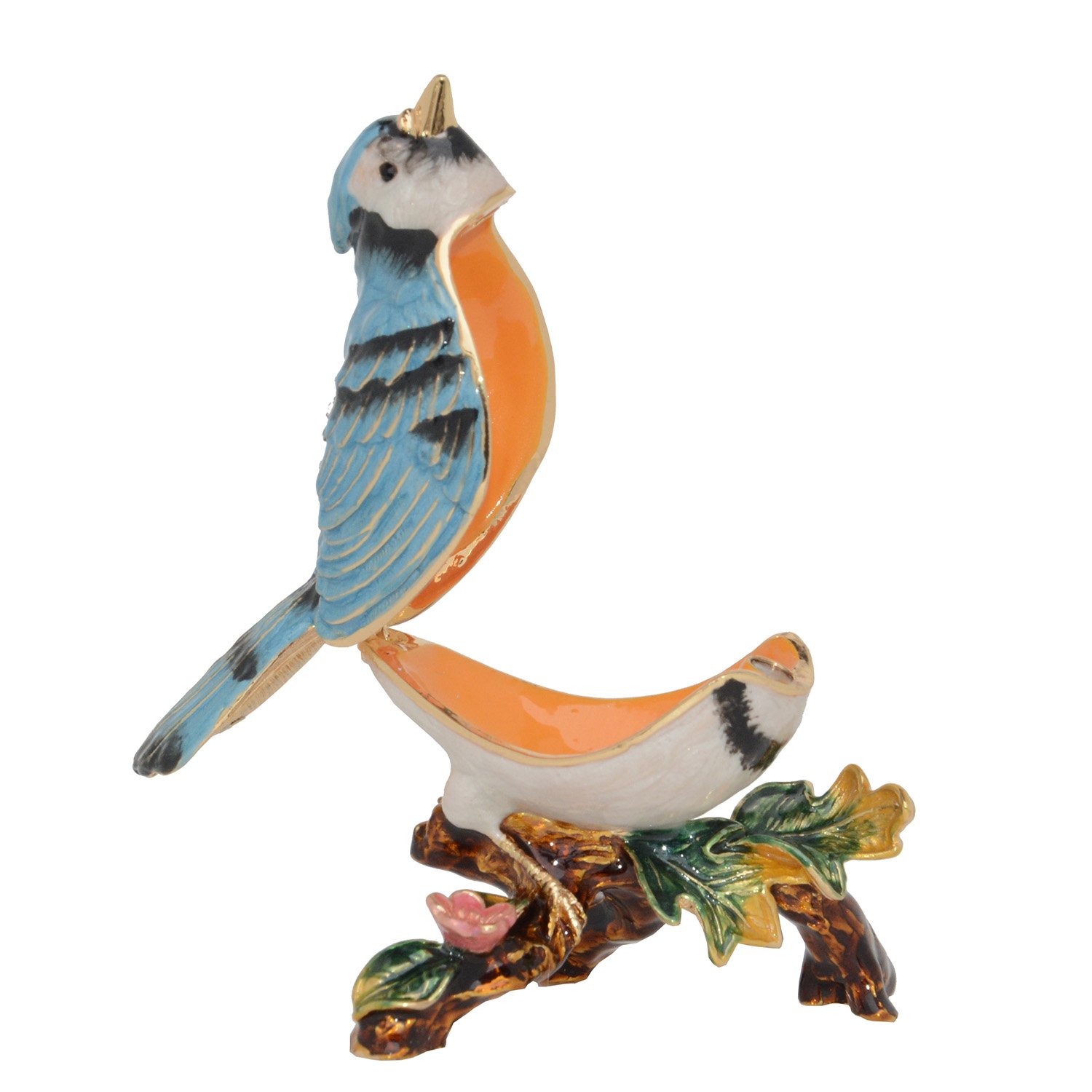 Hand-Painted Blue Jay Trinket Box - Hinged Lid Jewelry Organizer for Rings & Earrings, Decorative Bird Figurine Collectible - Perfect for Bedroom Vanity, Gift Giving & Home Décor