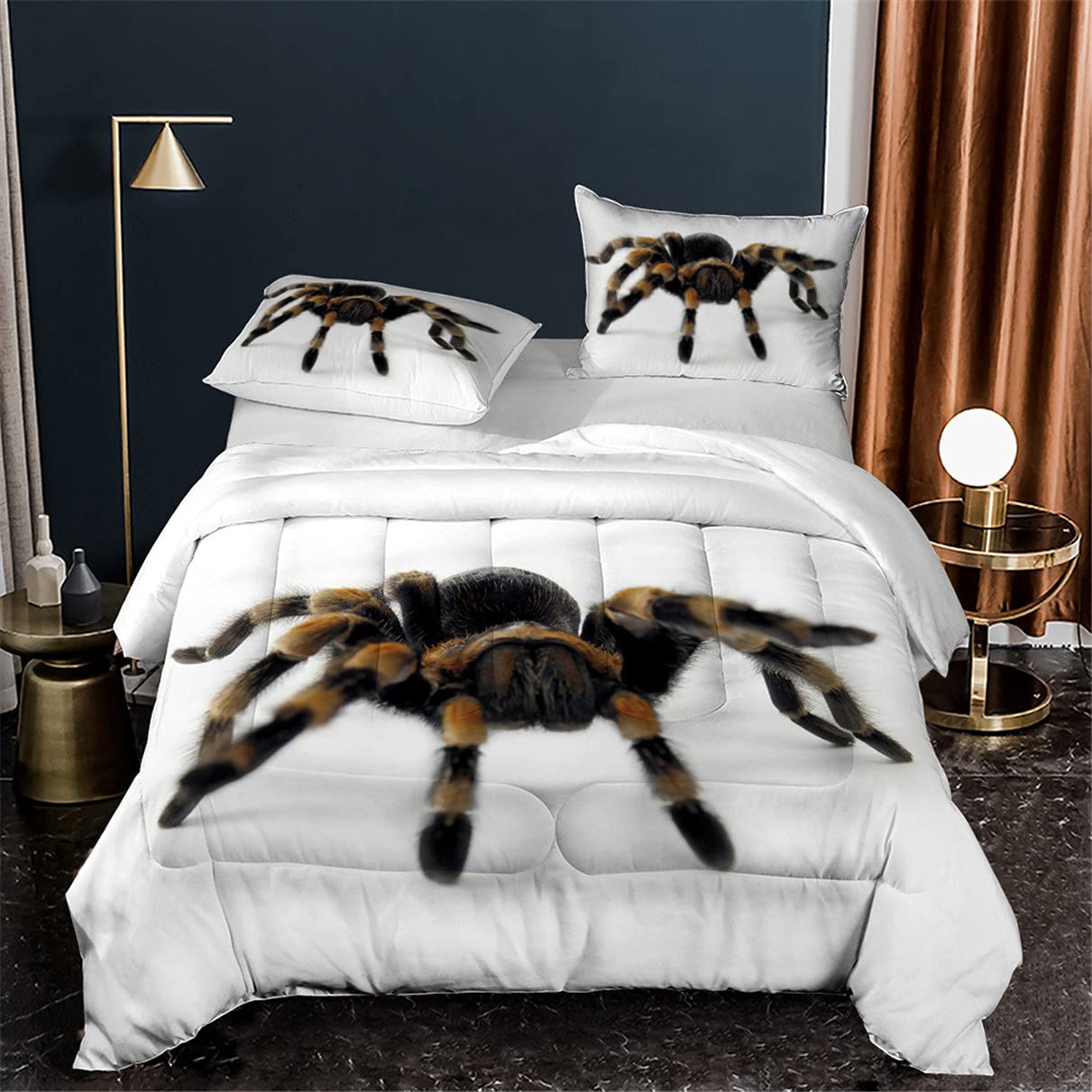 EDUMEYA 3D Spider Web Pattern Comforter Set - Full Size Halloween Bedding with 1 Duvet & 2 Pillowcases - Gothic Themed Bedroom Decor for Spooky Season