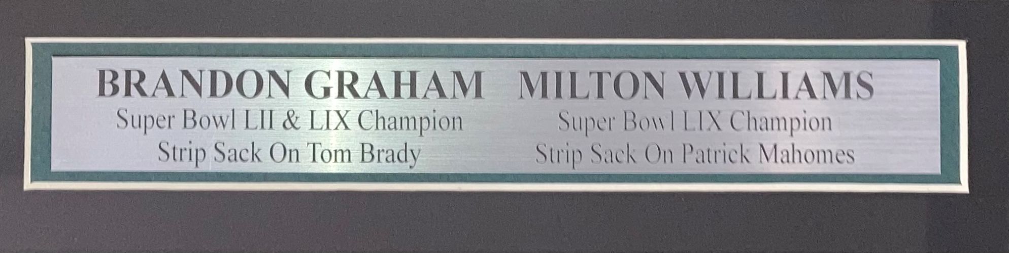 Graham Williams Signed Framed 16x20 Eagles Super Bowl Strip Sack Photo - Authentic Memorabilia for Sports Fans & Collectors - Perfect for Man Cave, Sports Bar, or Gift for Eagles Fans