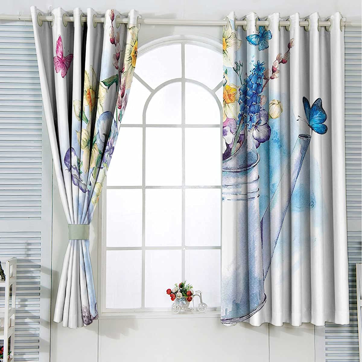 Blackout Curtains for Living Room - Daffodil Decor Thermal Insulated Grommet Top Window Panels with Tiebacks (27.5x63 Inches, 2-Panel Set) - Perfect for Bedrooms, Home Theater & Light-Sensitive Sleepers