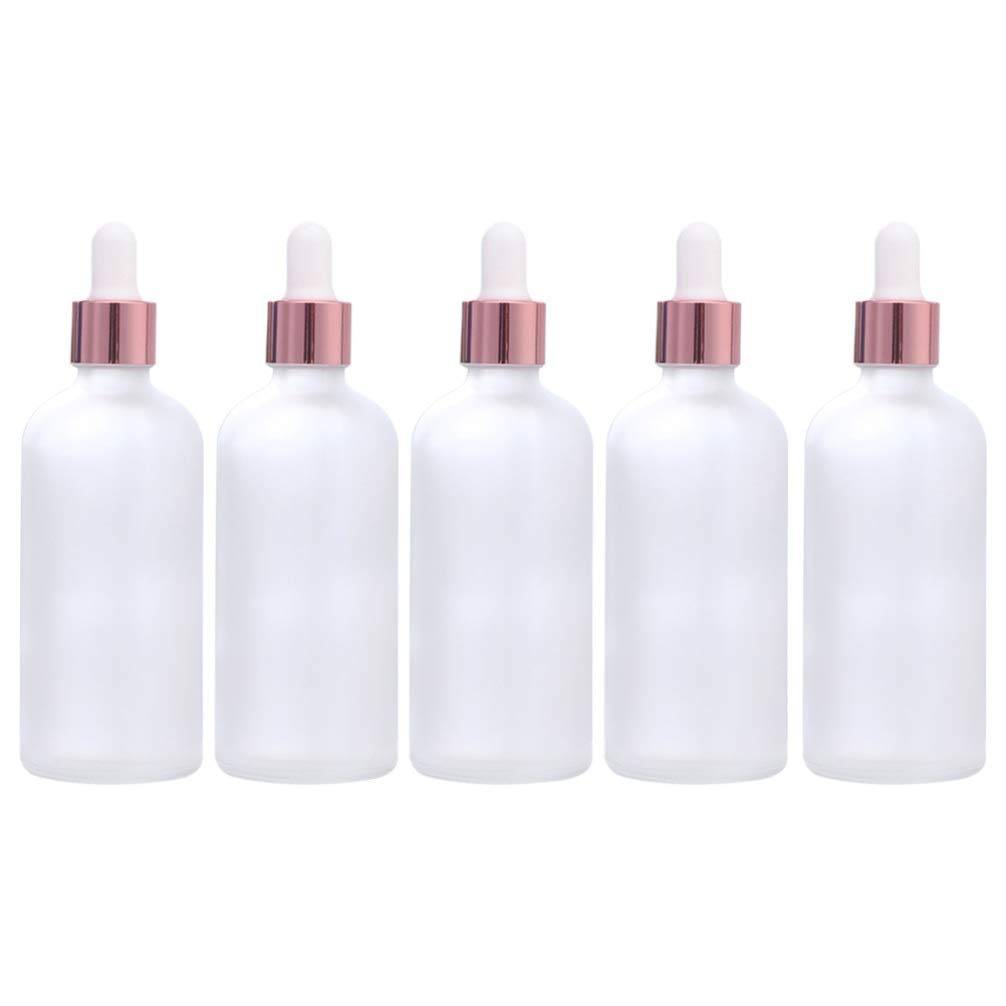 5pcs Travel-Sized Glass Dropper Bottles for Essential Oils & Cosmetics - Leak-Proof Refillable Containers with Eye Droppers - Perfect for DIY Skincare, Aromatherapy & Travel Toiletries