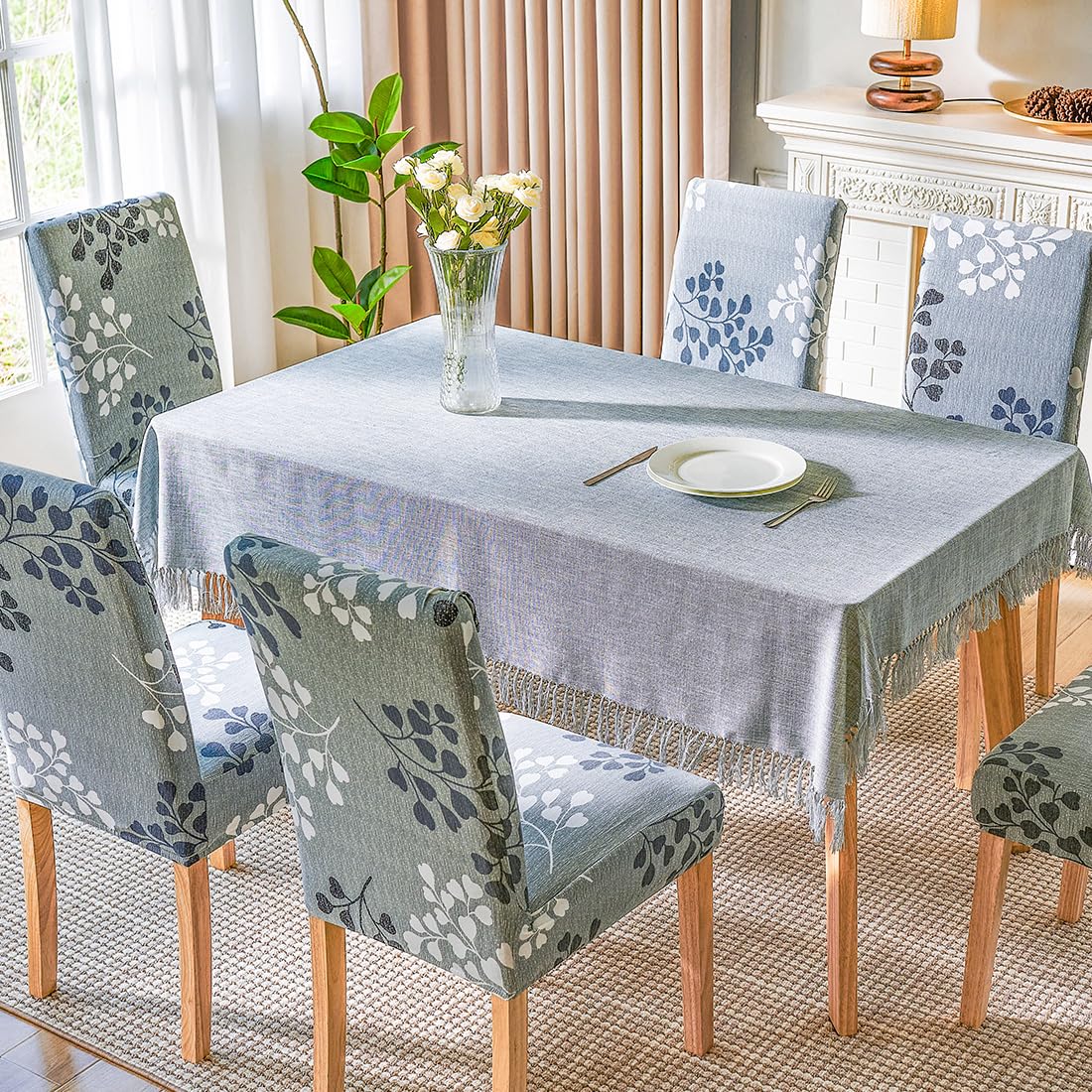 Stretch Dining Chair Covers 6-Pack - Washable Spandex Slipcovers for Parsons Chairs | Blue Kitchen & Dining Room Chair Protectors | Perfect for Home Decor, Parties & Everyday Use