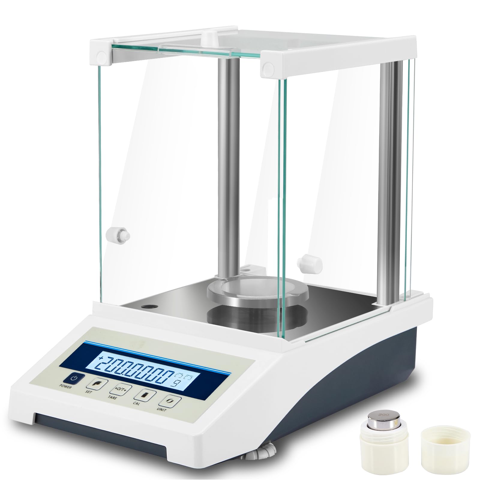 220g x 0.1mg High Precision Digital Analytical Lab Scale | Scientific Balance 0.0001g Accuracy | Jewelry, Coin, Powder & Diamond Weighing Scale with Calibration Weights & RS232 Interface | Perfect for Laboratories, Pharmacies & Jewelry Stores
