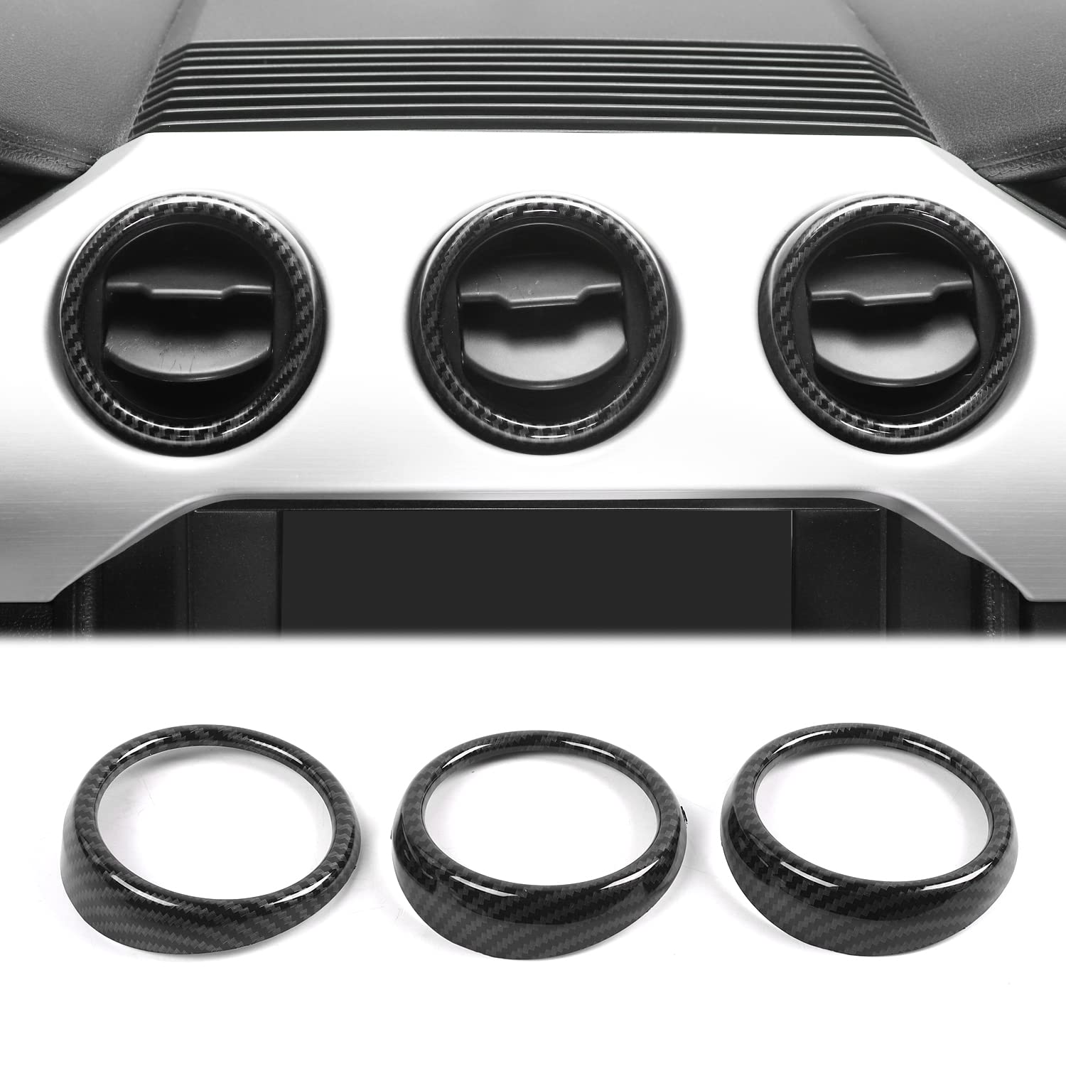 Hoolcar Carbon Fiber Center Control Air Conditioner Vent Cover for 2015-2020 Ford Mustang | Premium Interior Upgrade for Enhanced Style & Airflow