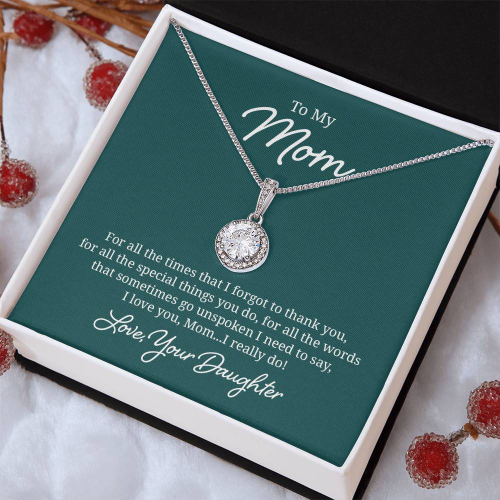 Elegant Jewelry Gift for Mom - Heart Pendant Necklace from Daughter | Perfect for Mother's Day, Birthday & Anniversary Gifts