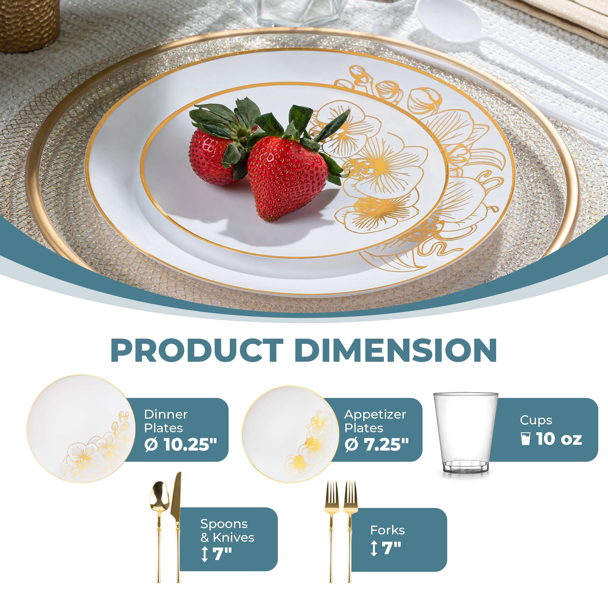 Elegant White and Gold Plastic Party Decorations Bundle - Perfect for Weddings, Birthdays & Special Events | Orchid Themed Celebration Supplies