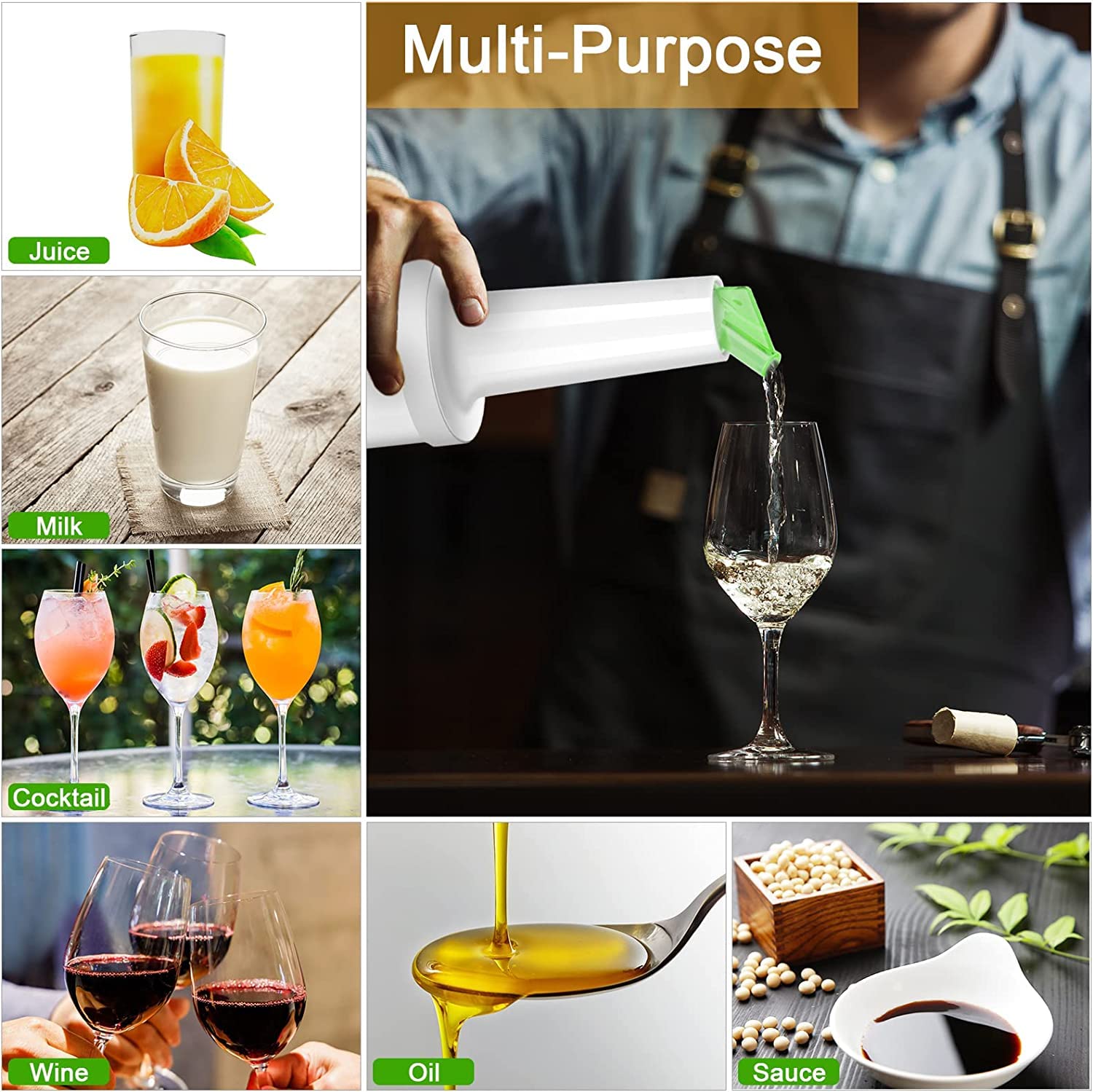 12 Plastic Juice Pour Bottles with 40 Stainless Steel Liquor Pourers - Durable Bar Accessories for Home Kitchen, Party & Commercial Use - Perfect for Cocktails, Coffee, Syrups & Beverage Dispensing