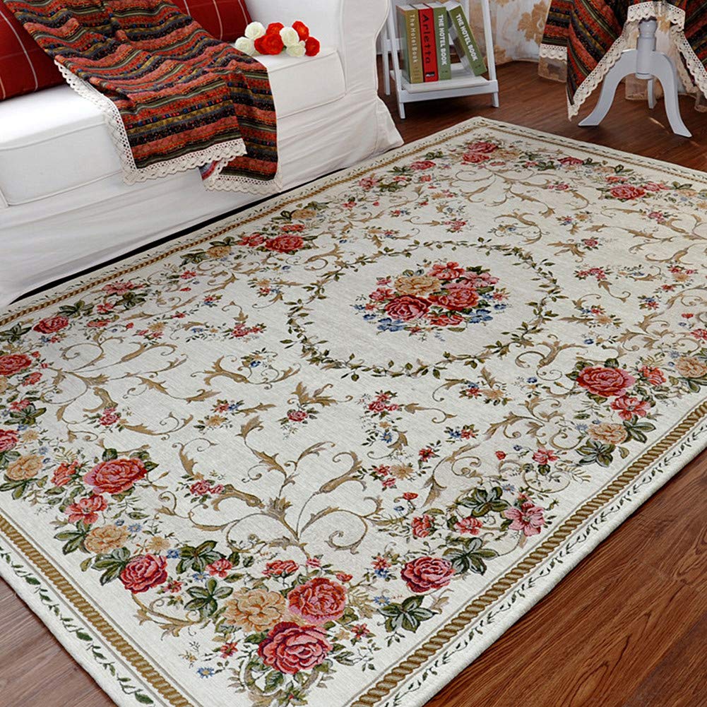 Ukeler Vintage Floral Area Rug - Rustic Shabby Rose Design, Traditional Elegant Accent Carpet for Living Room, Bedroom (47.2''x71'', Country Rose) | Perfect for Farmhouse Decor, Boho Chic Home, and Cozy Cottage Style