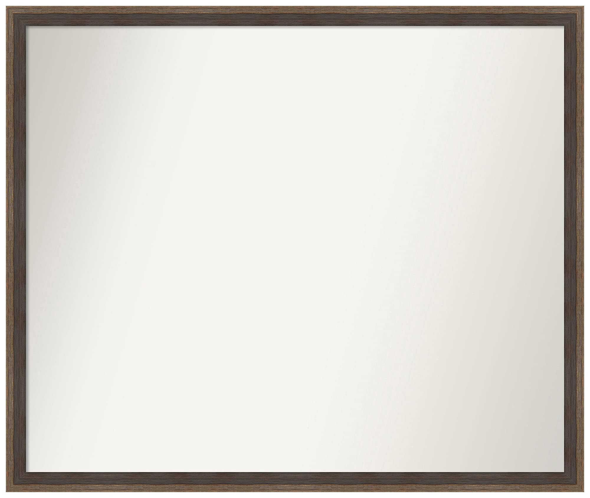 Amanti Art Non-Beveled Custom Wall Mirror 21.25 x 25.25 Inches - Solid Hardwood Wedge Mocha Frame - Bathroom, Living Room, Bedroom Decor - Available in Various Custom Sizes - Elegant Brown Finish