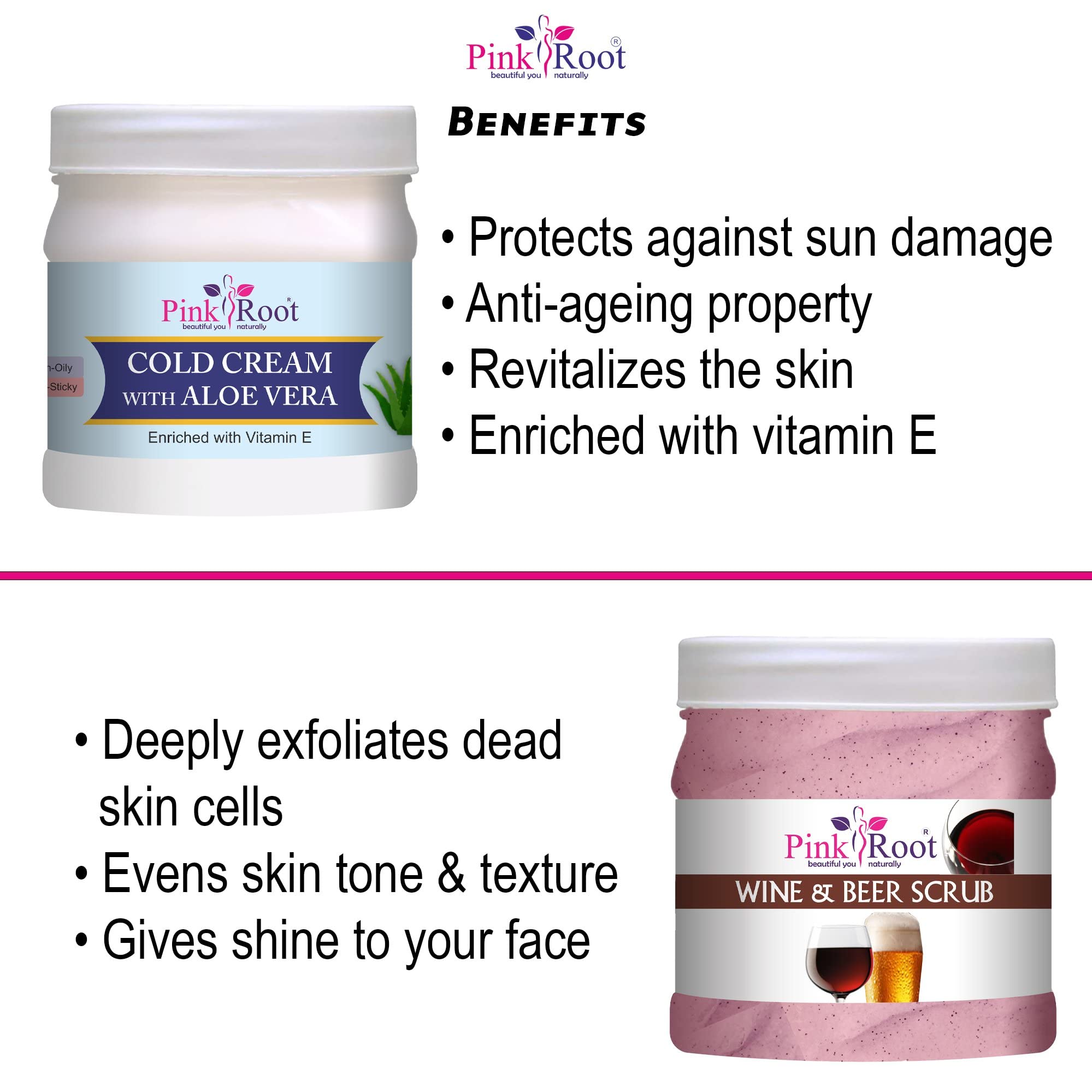 **Aloe Vera Cold Cream 500ml with Wine & Beer Scrub – Hydrating & Exfoliating Skincare Set for Dry & Sensitive Skin – Perfect for Winter Care & Spa Nights**