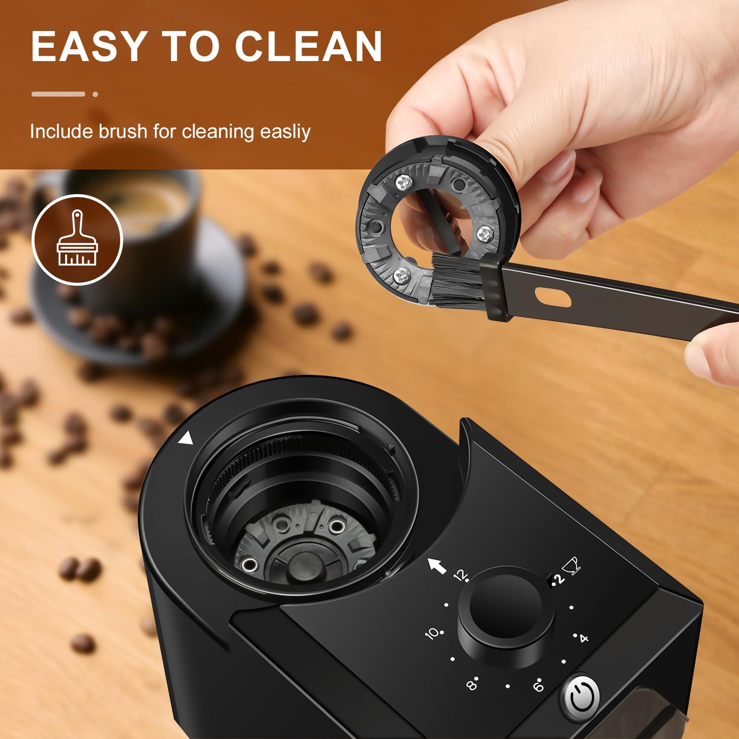 Premium Electric Burr Coffee Grinder - Adjustable 28-Position Precision Bean Grinder for Espresso, Drip & French Press (2-12 Cups) - Perfect for Home Kitchens & Coffee Shops - Black