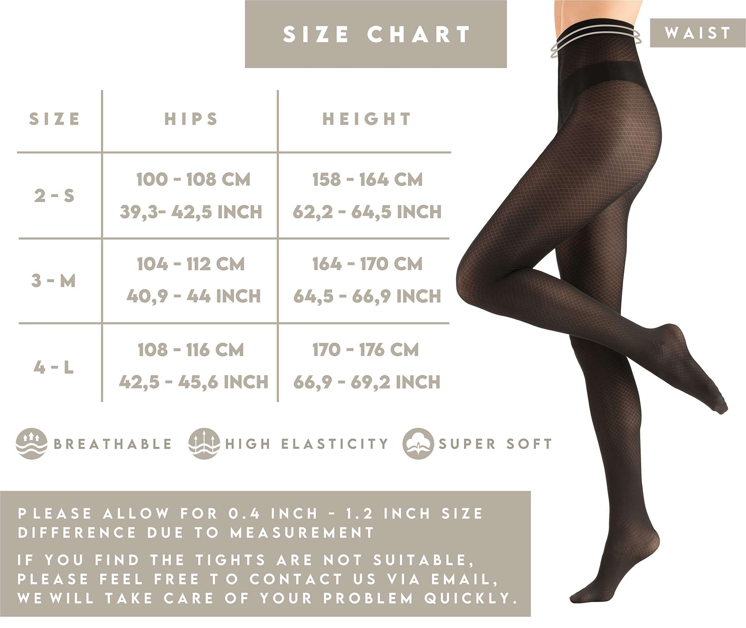 MITAAMI Women's Black Patterned Tights 60 Denier - Opaque Fishnet Stockings for Party & Fashion