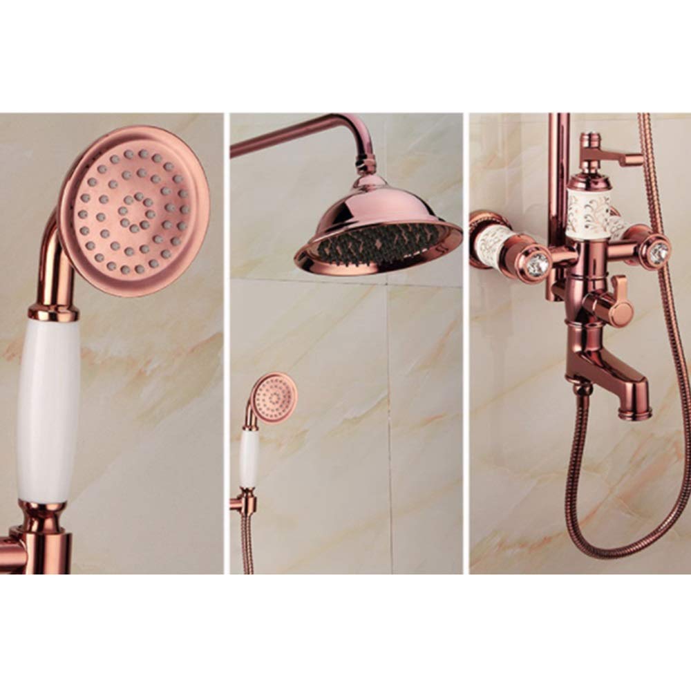 Vintage Antique Brass Shower Faucet Set - Wall Mounted Thermostatic Shower System for Bathtub - Perfect for Classic Bathroom Renovation & Spa-Like Shower Experience