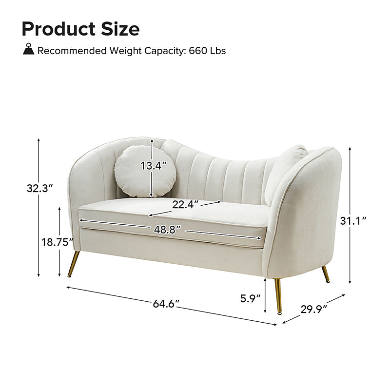 Emilio Contemporary Tufted Back Loveseat - Elegant & Comfortable Small Sofa for Living Room, Bedroom or Office - Perfect for Relaxing & Entertaining Guests