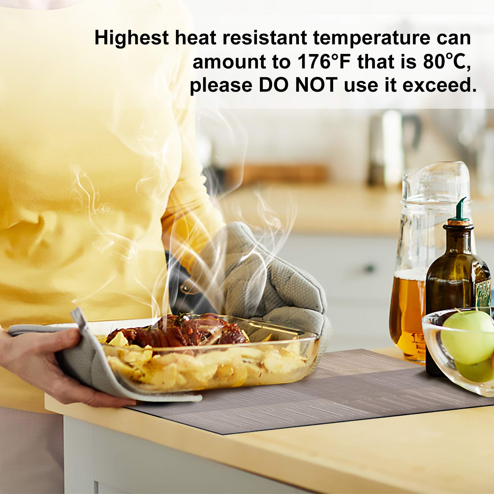 Aofmee Heat Resistant PVC Placemats Set of 6 - Non-Slip, Stain Resistant & Washable Vinyl Table Mats for Dining & Kitchen - Perfect for Everyday Meals, Dinner Parties & Holiday Gatherings