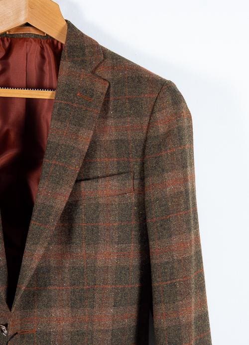 Brown Tweed Blazer for Men | 100% Premium Wool Tailored Fit Jacket by Torre | Perfect for Business Meetings & Formal Occasions