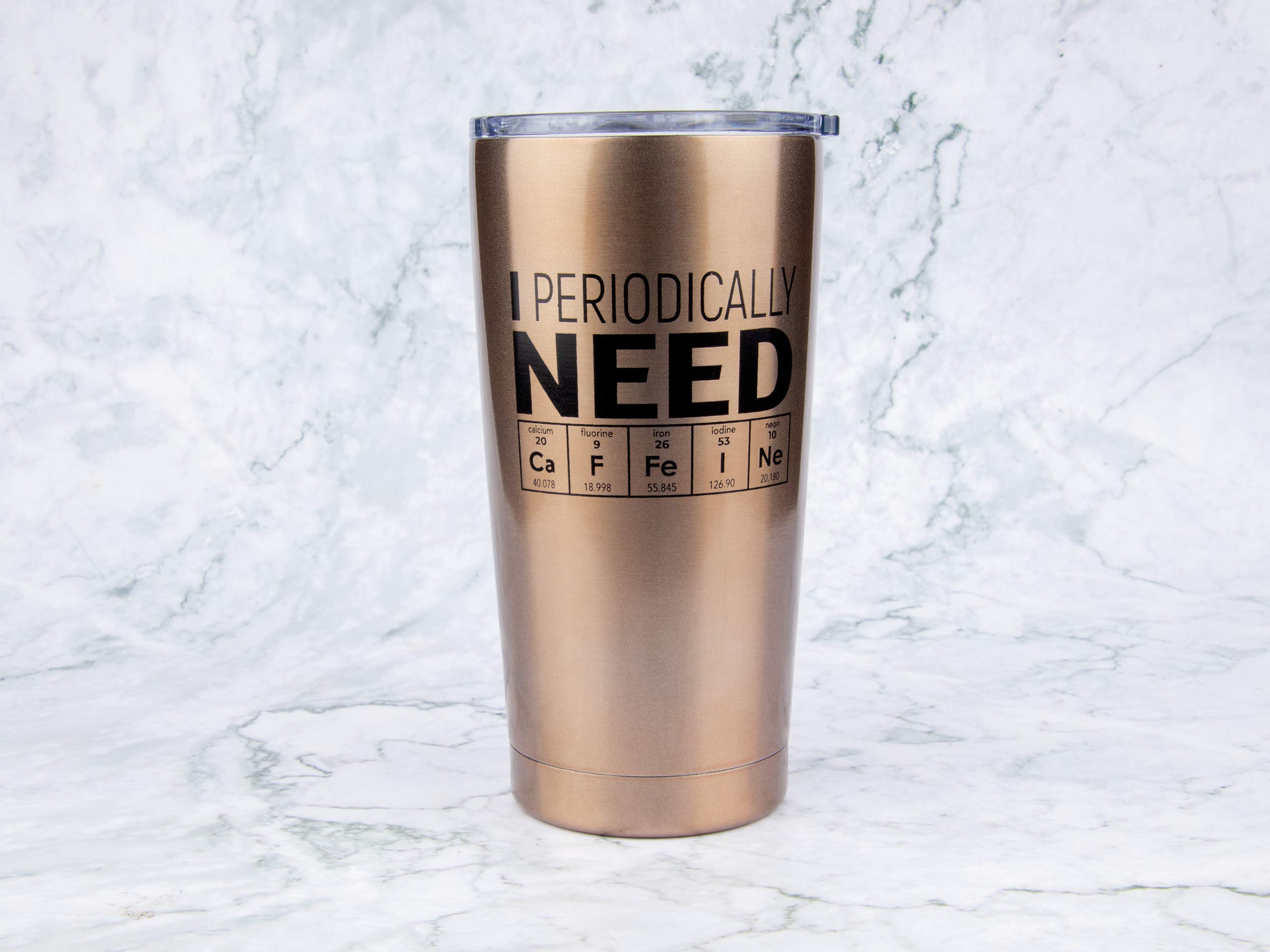 KLUBI Science Gifts for Adults - 20oz I Periodically Need Caffeine Tumbler | Funny Coffee Mug for Science Teachers, Biology & Chemistry Lovers | Perfect for Lab, Office & Classroom Use