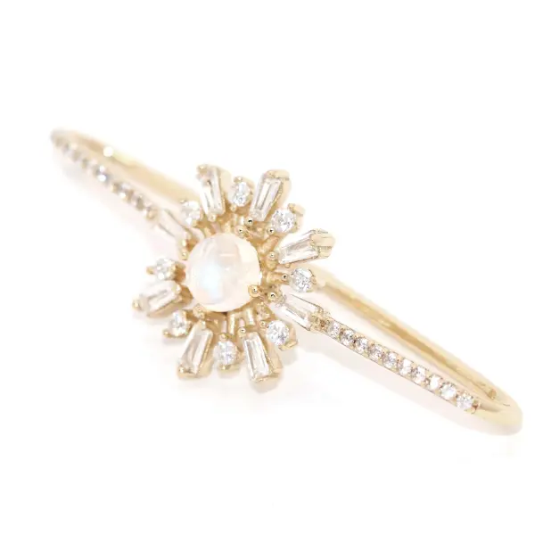 Sonya Burst Moonstone Ear Cuff - Elegant Boho Ear Climber for Women, Perfect for Parties, Weddings & Everyday Wear