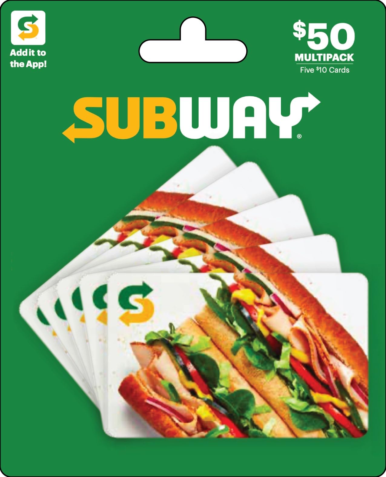5-Pack Subway Gift Cards - Perfect for Gifts, Rewards & Employee Incentives | Fast Food Dining & Meal Deals