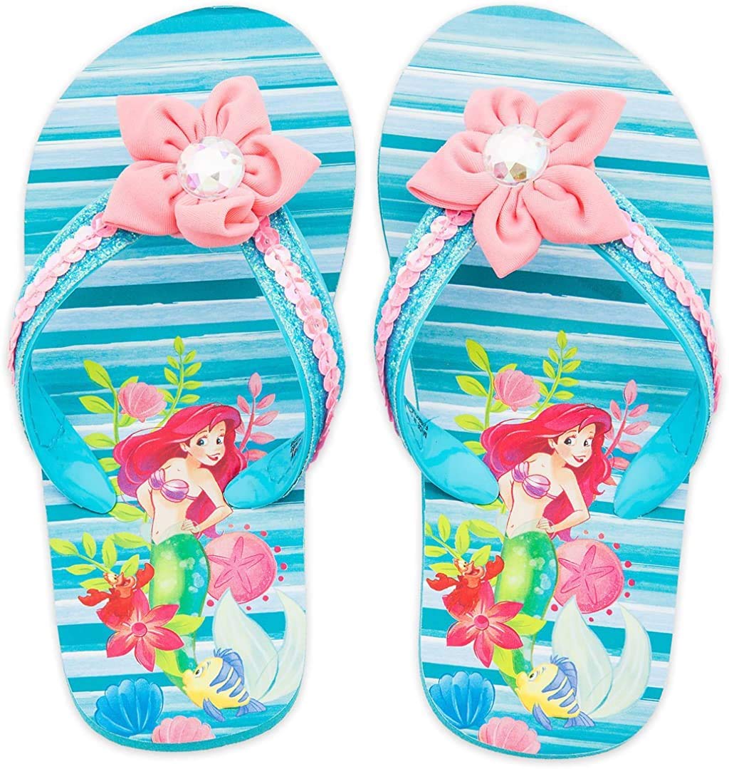 Disney The Little Mermaid Ariel and Flounder Flip Flops for Girls - Comfortable Beach Sandals for Summer, Pool, and Vacation Wear