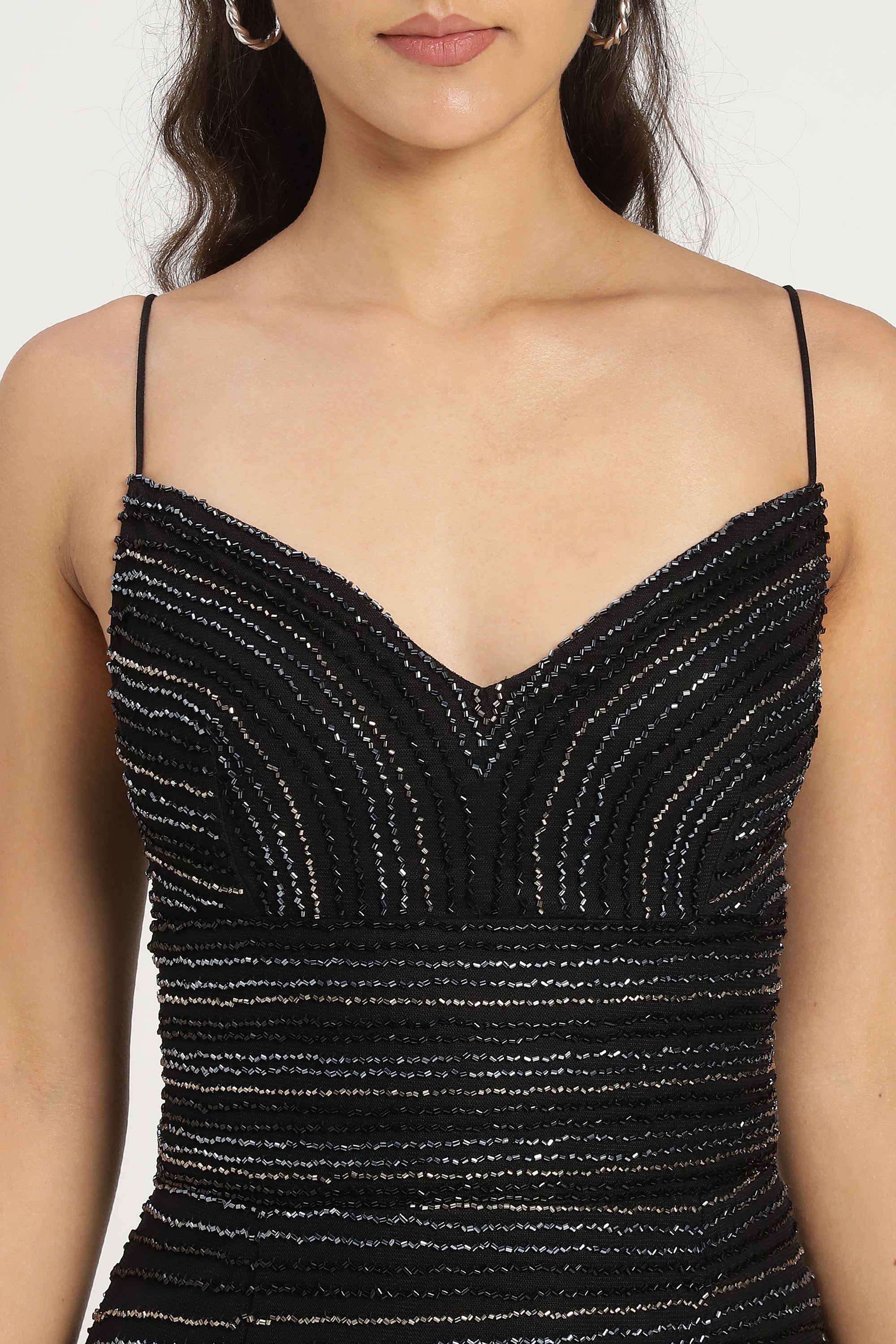 Kimberly Embellished Black Maxi Dress for Women - Elegant Long Evening Gown for Parties, Weddings & Special Occasions