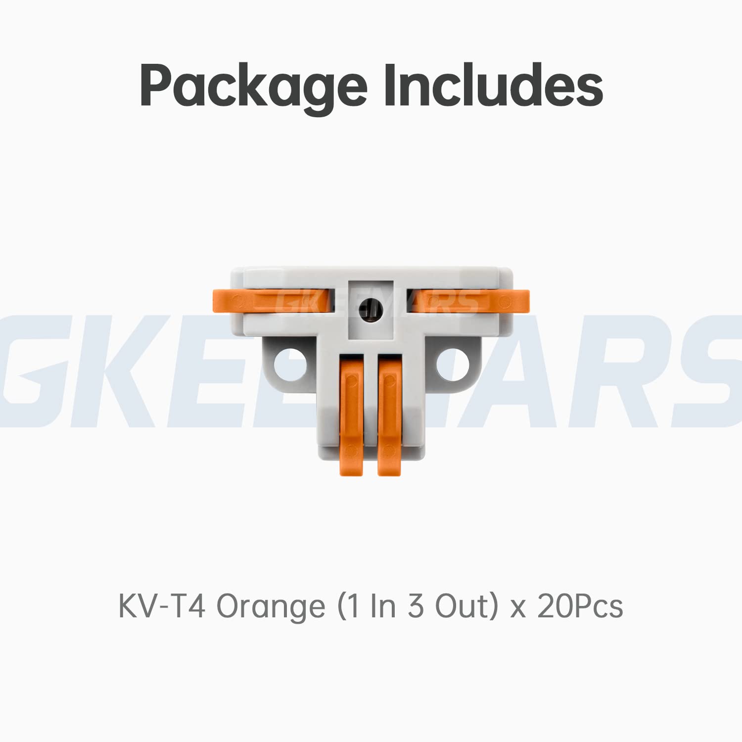GKEEMARS 20Pcs 4 Way T Tap Wire Connectors - Quick Splice Push-in Electrical Connectors for AWG 24-12 Gauge Wires (Orange) - Perfect for Automotive, Home Wiring & DIY Electrical Projects