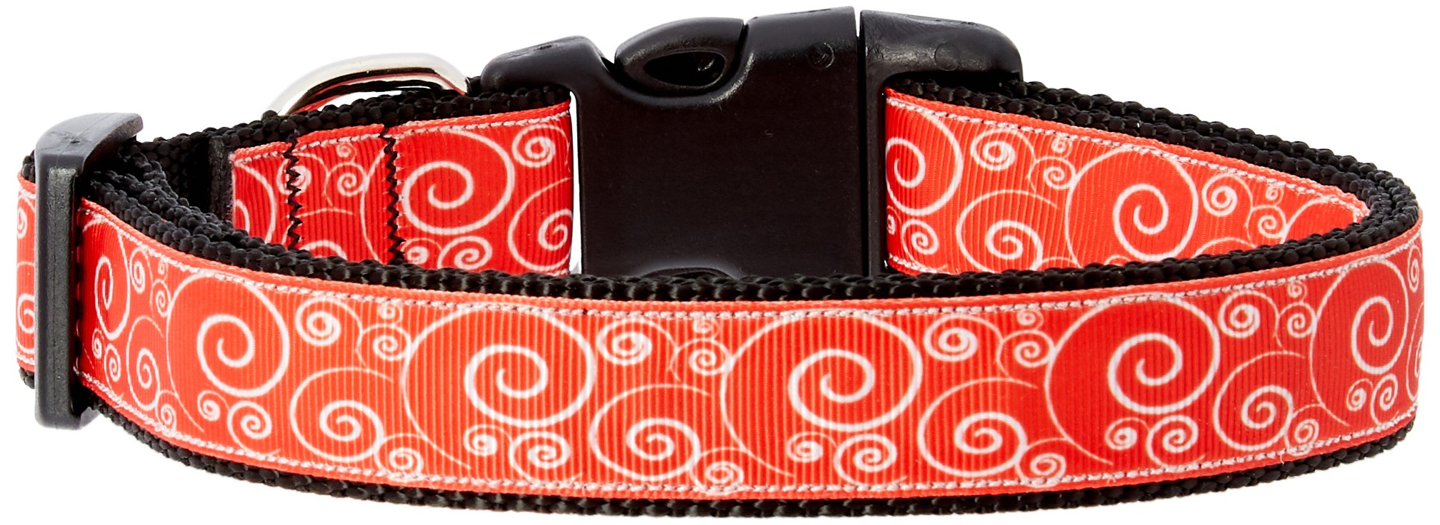 Premium Nylon Dog & Cat Collar and Leash Set - Red & White Swirl Pattern, Adjustable & Durable Pet Accessories for Small to Large Breeds | Perfect for Daily Walks, Training & Outdoor Adventures