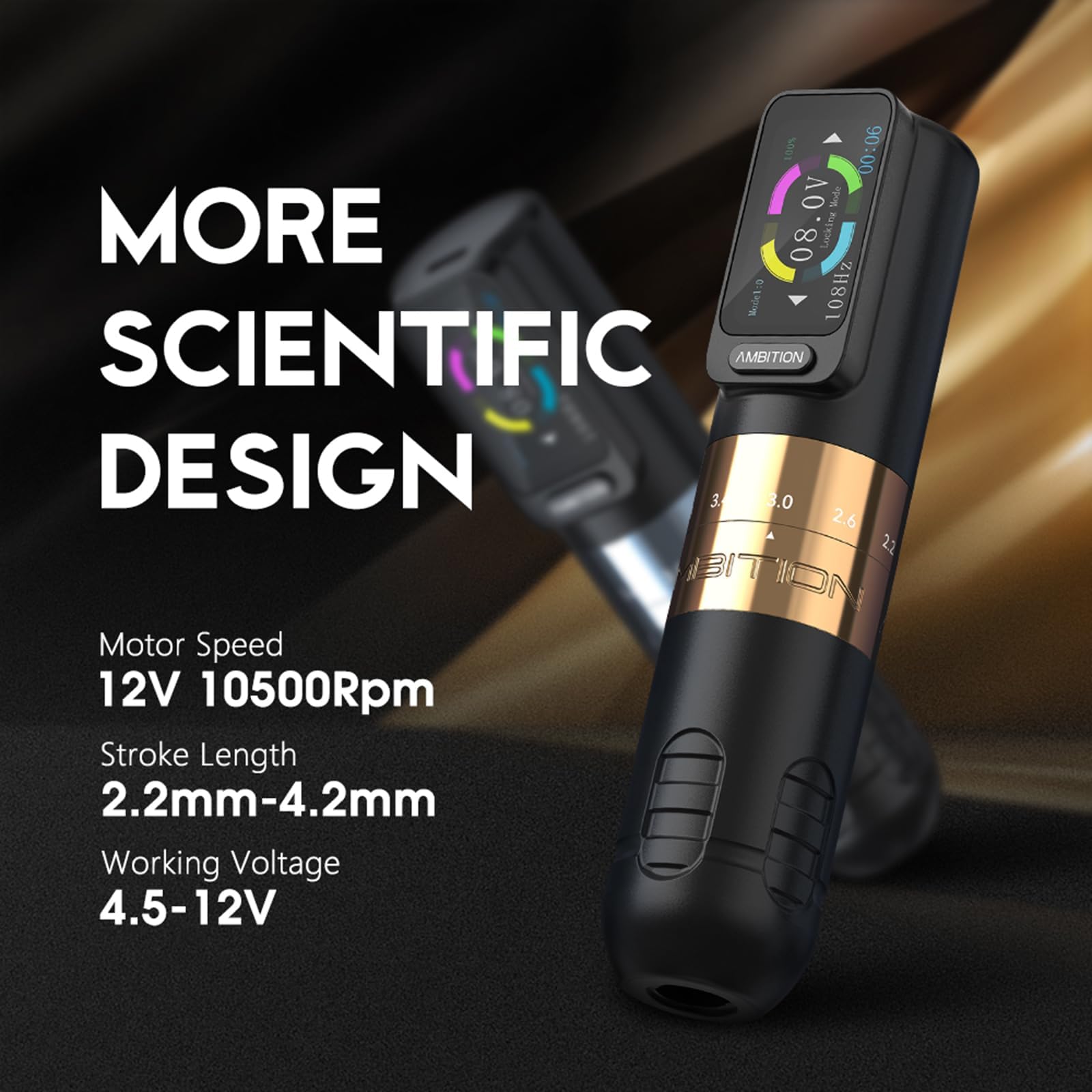 Wireless Rotary Tattoo Machine - 6 Adjustable Stroke (2.2-4.2mm), Brushless Motor, 2400mAh Battery for Professional Tattoo Artists | Perfect for Tattoo Studios, Home Use & Professional Artwork