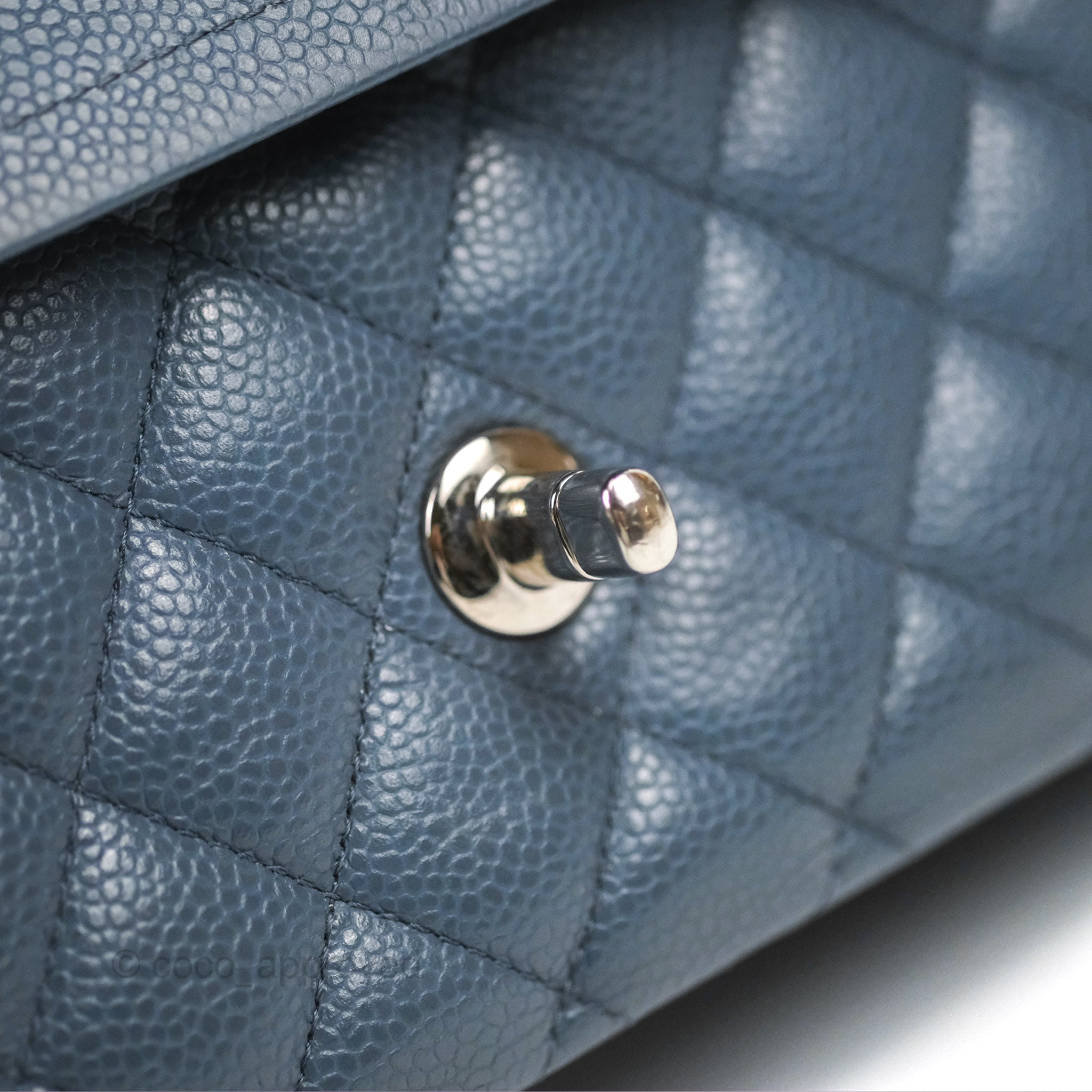 Chanel Classic Double Flap Quilted Medium/Large Handbag in Blue Caviar Leather with Silver Hardware - Perfect for Work, Evening Events & Luxury Fashion Accessories