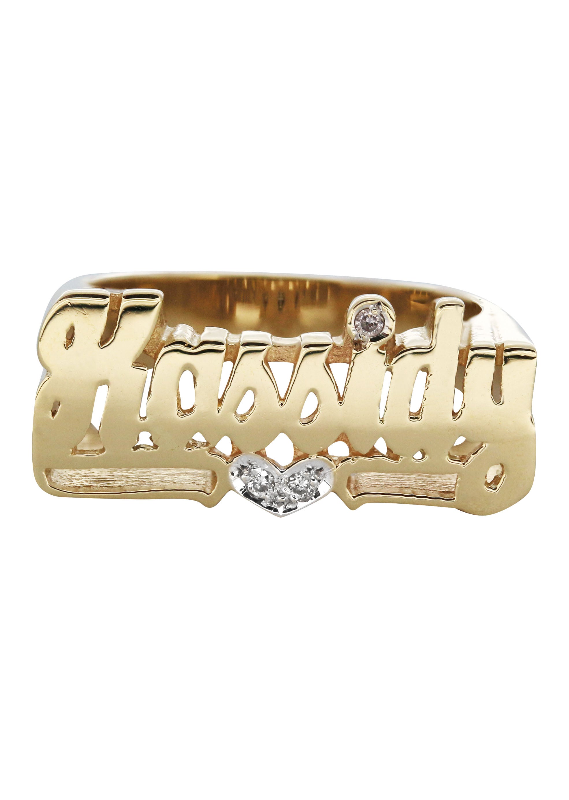 14K Gold Diamond Heart Script Name Ring for Women - 6.3 Grams | Personalized Custom Jewelry Gift for Anniversary, Valentine's Day & Special Occasions