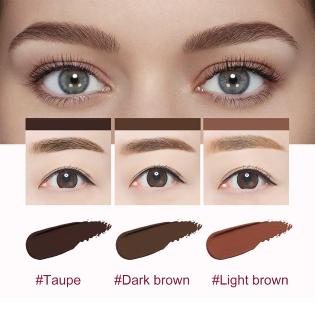 4D Eyebrow Stamp Brush - Ultra-Thin Angled Brow Brush & Cream Set for Realistic Hair Strokes (Dark Brown) - Perfect for Daily Makeup & Salon Use