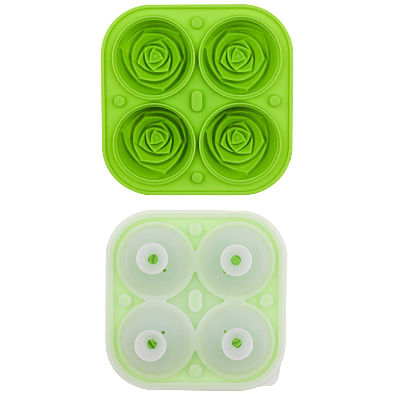Rose Ice Cube Mold Silicone - 4 Pack Whiskey Ice Ball Maker for Cocktails, Bars & Parties - Perfect for Bourbon, Scotch, Whiskey & Iced Coffee - Reusable Freezer Tray for DIY Home Bartending & Entertaining