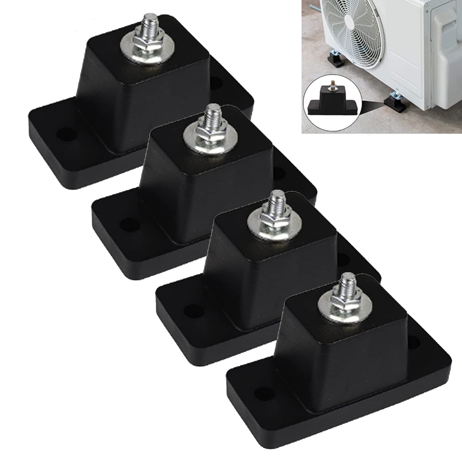 4 Pack Heavy Duty Anti-Vibration Rubber Pads for Outdoor Ductless Mini Split AC Condensers - Shock Absorbing Mounting Brackets for Air Conditioner Noise Reduction & Stability (Perfect for Home, Office & Commercial HVAC Systems)
