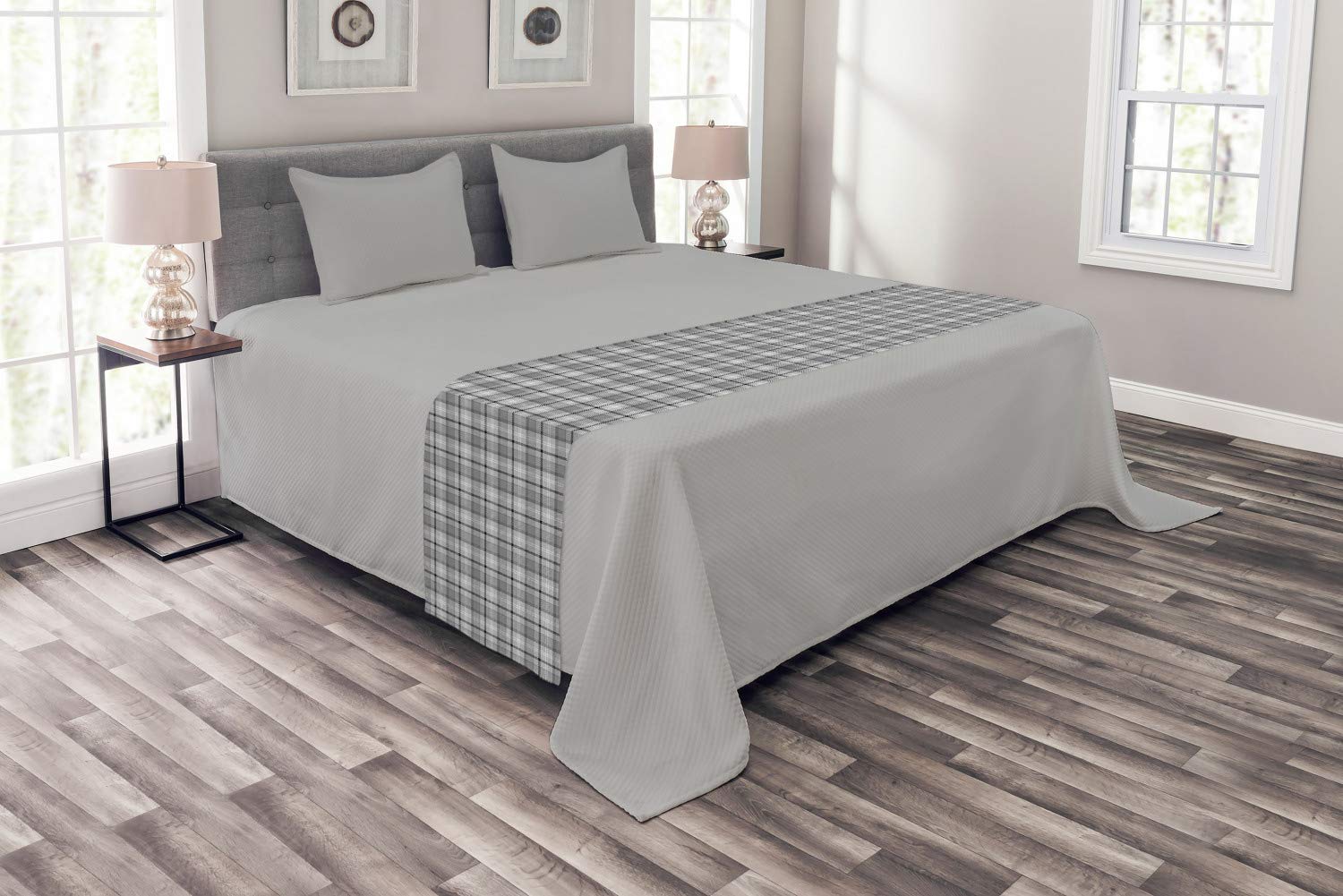 Ambesonne Abstract Bed Runner - Dark Checkered Gaelic Culture Symbolic National Pattern, Decorative Bed Scarf for Hotels, Homes & Guest Rooms in Charcoal Grey | Perfect for Bedroom Decor, Sofa Cover & Table Runner