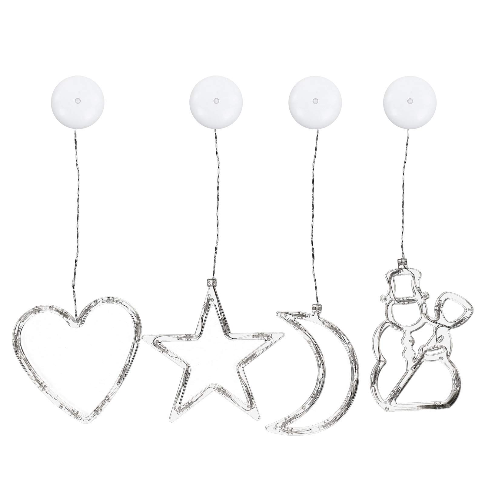 Natudeco LED Light String - Waterproof Christmas Lights for Windows, Warm White Snowman Star Moon Heart Shape Lights - Perfect for Wedding, Party & Home Decoration | Indoor/Outdoor Holiday Decor, Bedroom, Garden, Patio Lighting
