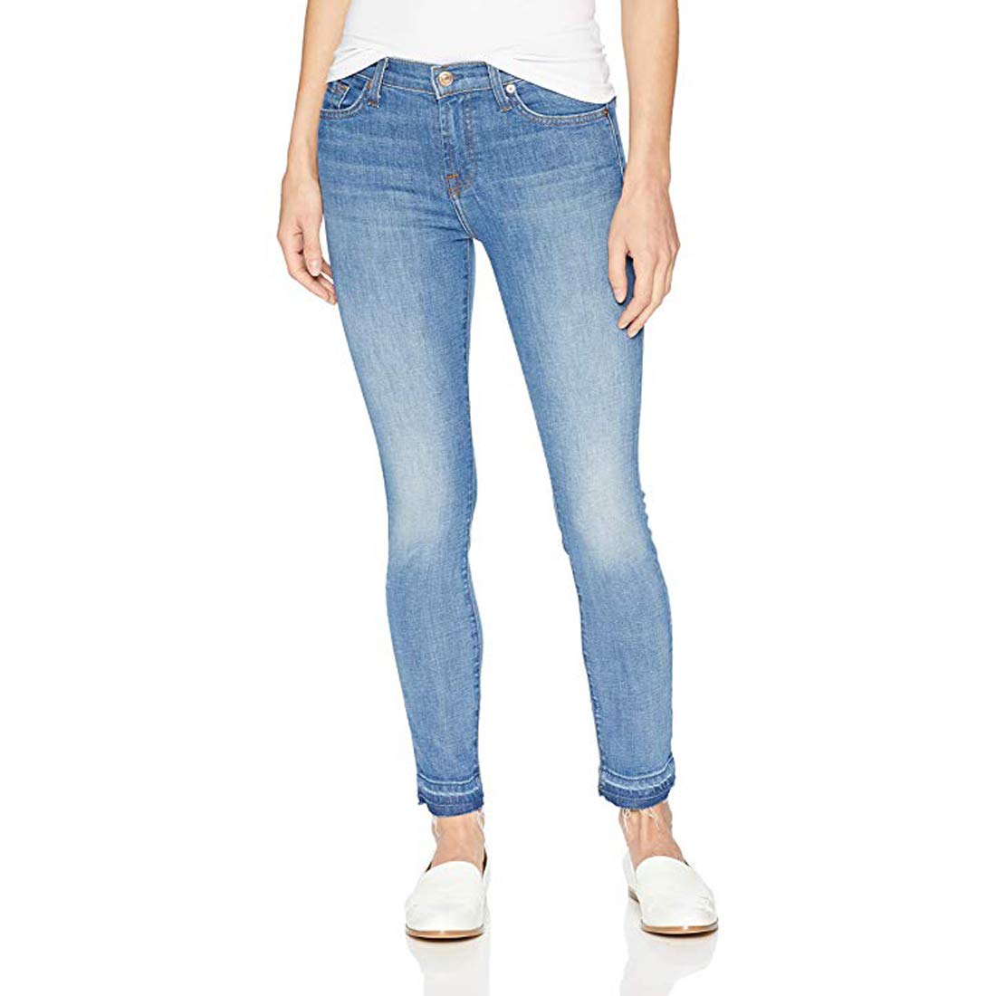 7 For All Mankind Women's Ankle Skinny Mid Rise Jeans - Stretch Denim Pants for Casual Wear & Everyday Comfort | Perfect for Work, Date Night & Weekend Outfits