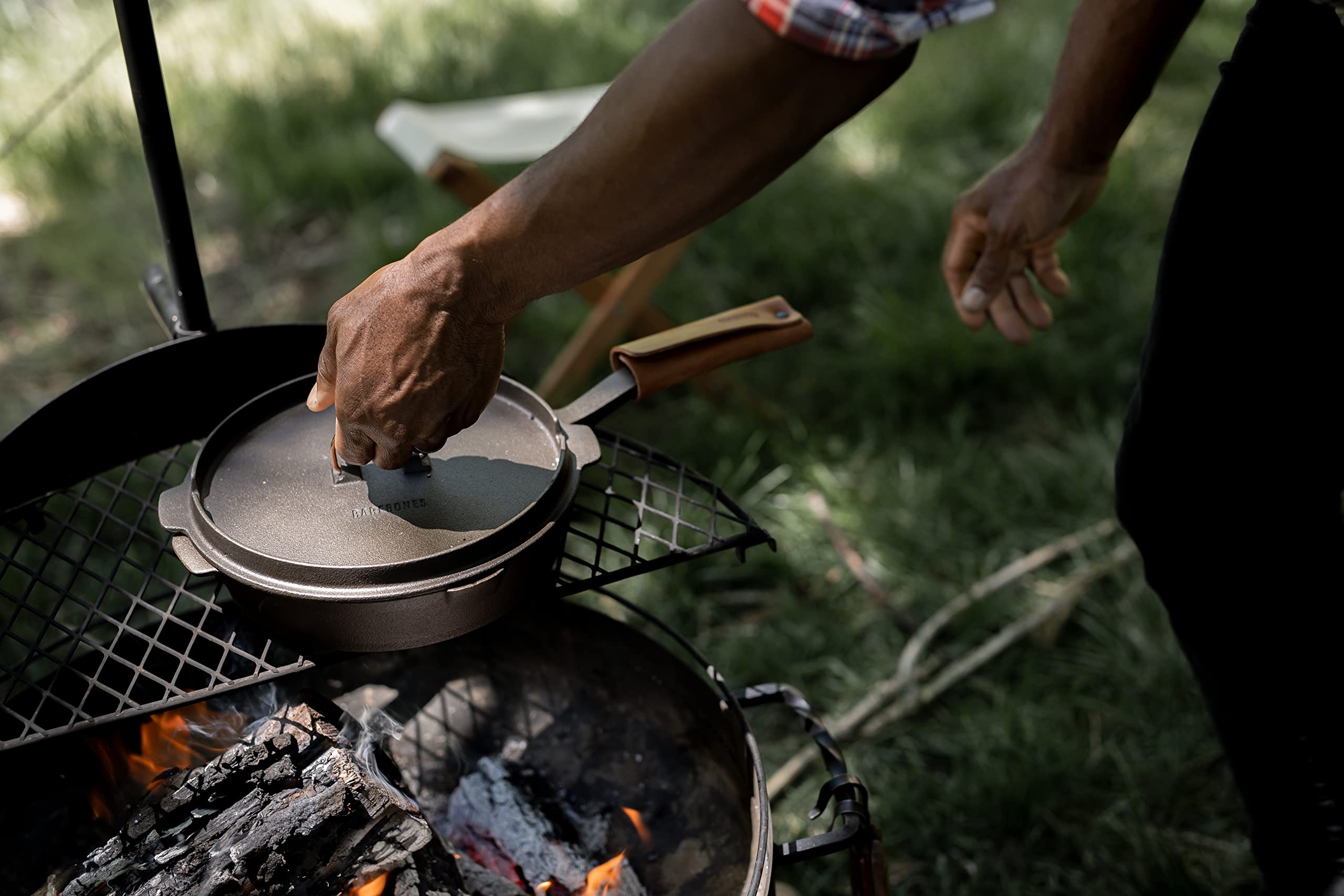 Barebones 10-Inch Cast Iron Skillet Set with Dutch Oven Lid - Pre-Seasoned Camping Cookware for Outdoor Cooking, Backpacking & Dutch Oven Baking - Perfect for Campfires, RV Trips & Home Kitchen Use