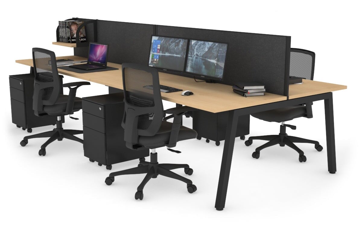 Quadro 4-Person Office Workstation Desk - 1400L x 700W Dimensions - Perfect for Team Collaboration, Open Office Spaces & Coworking Environments