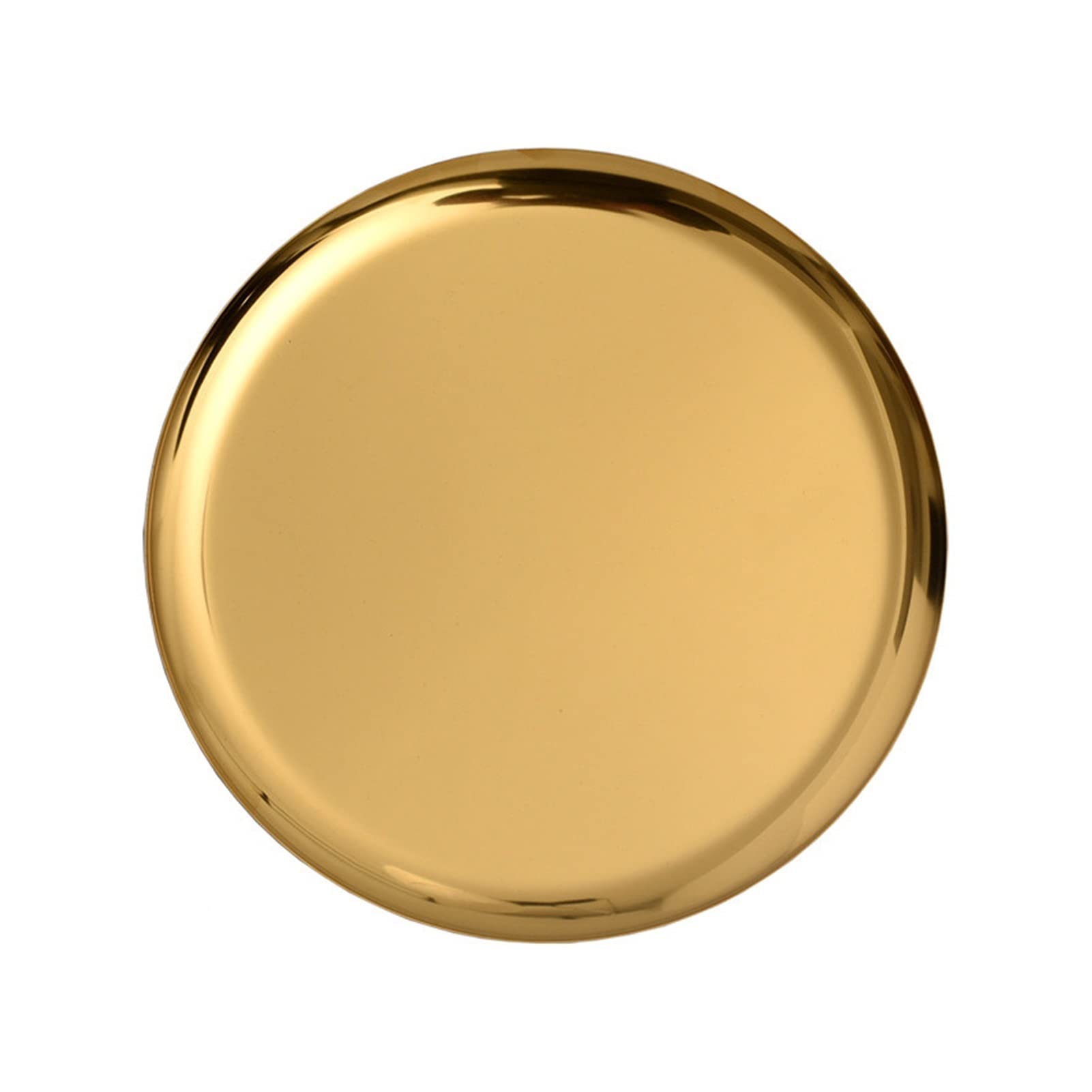 SHANGMAOYO Gold Stainless Steel Large Round Tray - Elegant Metal Serving Platter for Dinner, Cake Display, and Home Decor | Perfect for Dining, Parties, and Desktop Organization