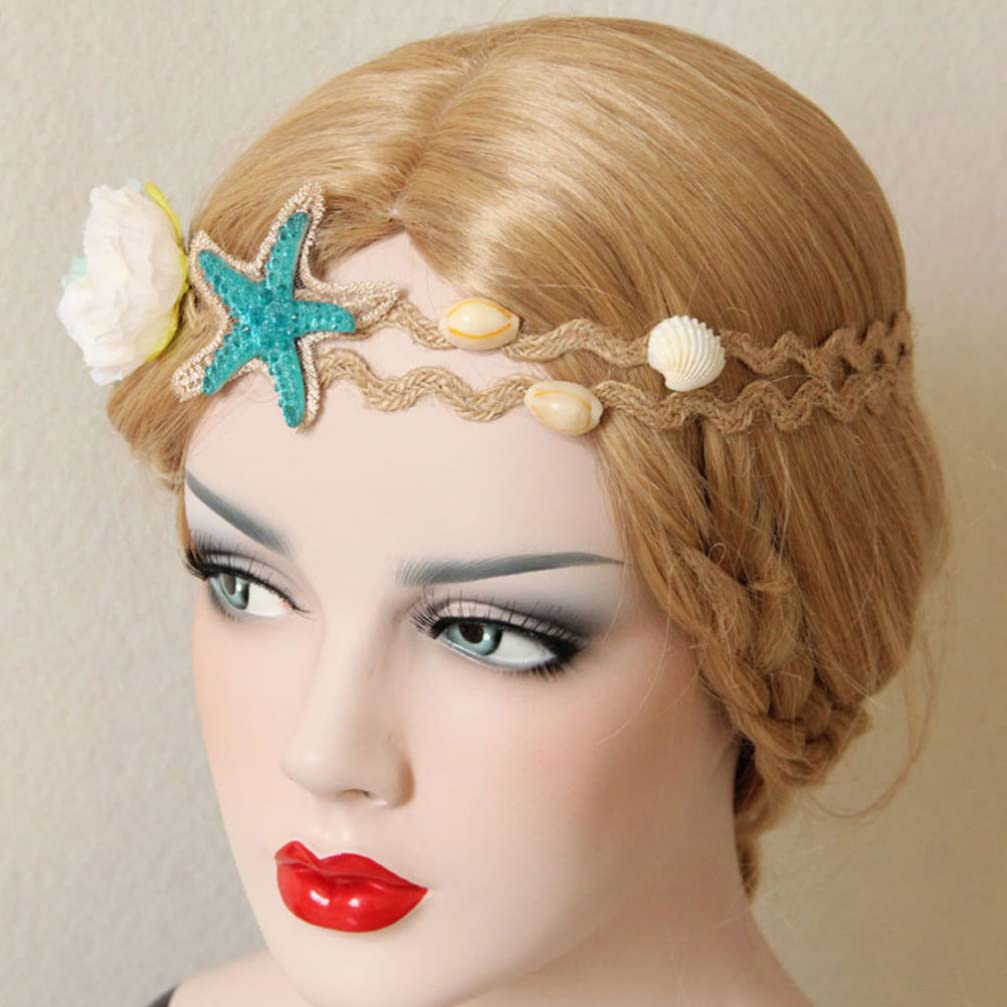 FOMIYES 2-Piece Starfish Headband Set - Mermaid Hair Accessories for Women, Sea Star Hair Clips, Bohemian Resin Diamond Shell Flower Headpiece - Perfect for Beach Weddings, Bridal Showers, and Summer Festival Outfits