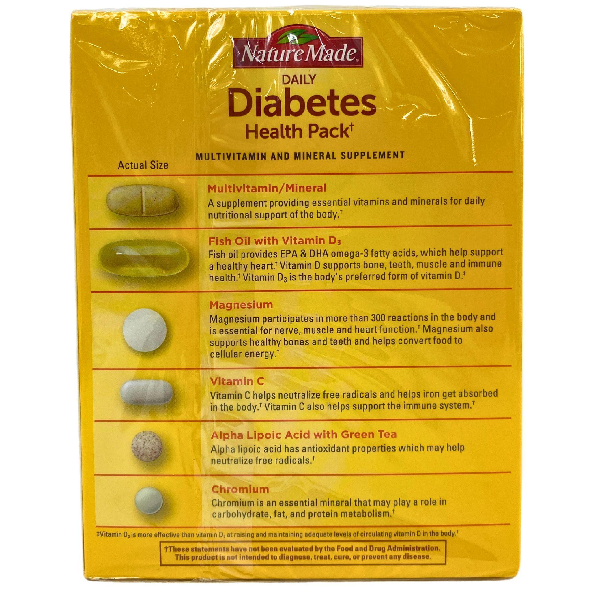 Nature Made Daily Diabetes Health Pack - 30 Count | Blood Sugar Support Supplement with Vitamins & Minerals | Ideal for Diabetics & Healthy Lifestyle