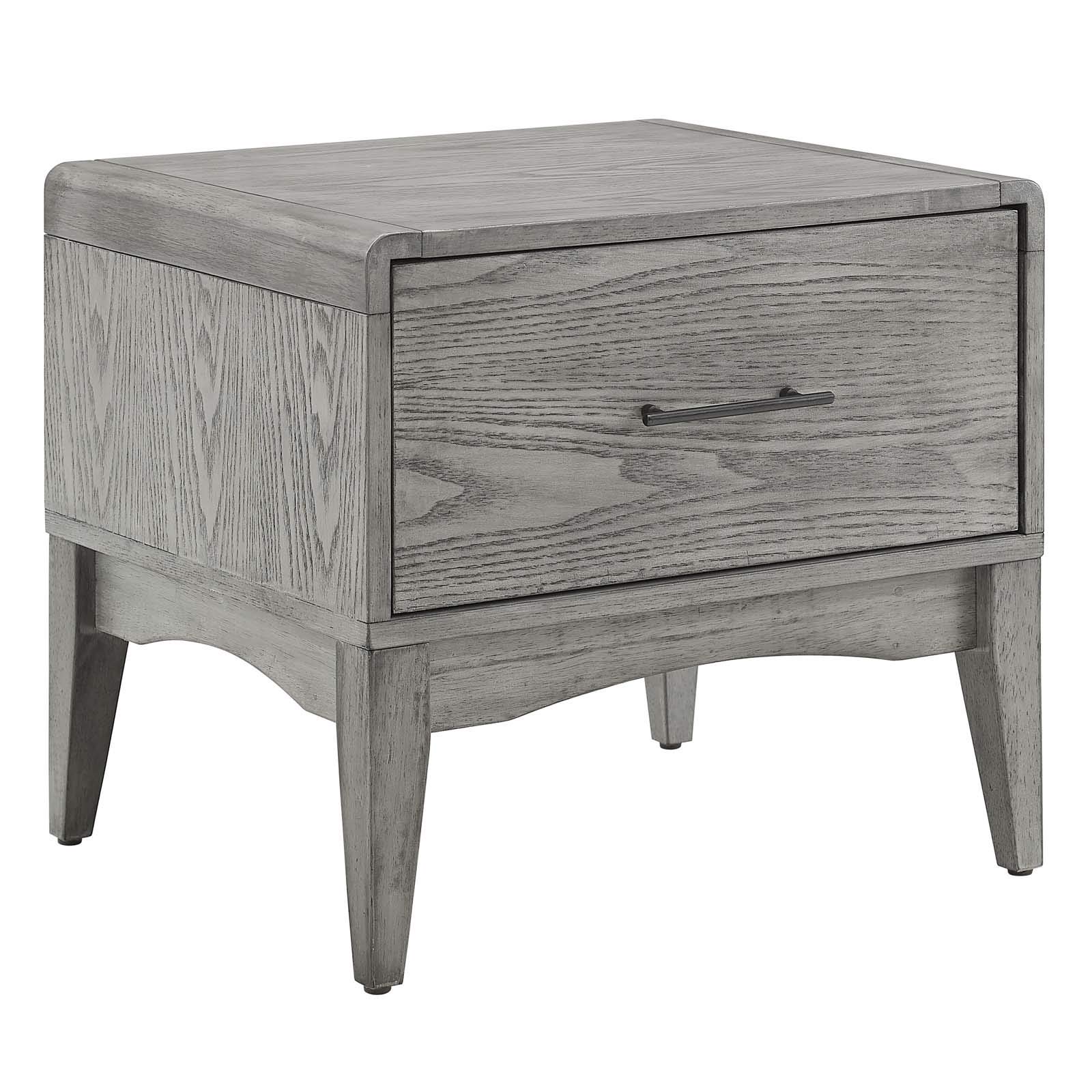 Modway MOD-6724-GRY-SET 3-Piece Gray Wooden King Size Bedroom Set with Platform Bed & Nightstands - Modern Bedroom Furniture for Master Suite & Guest Rooms