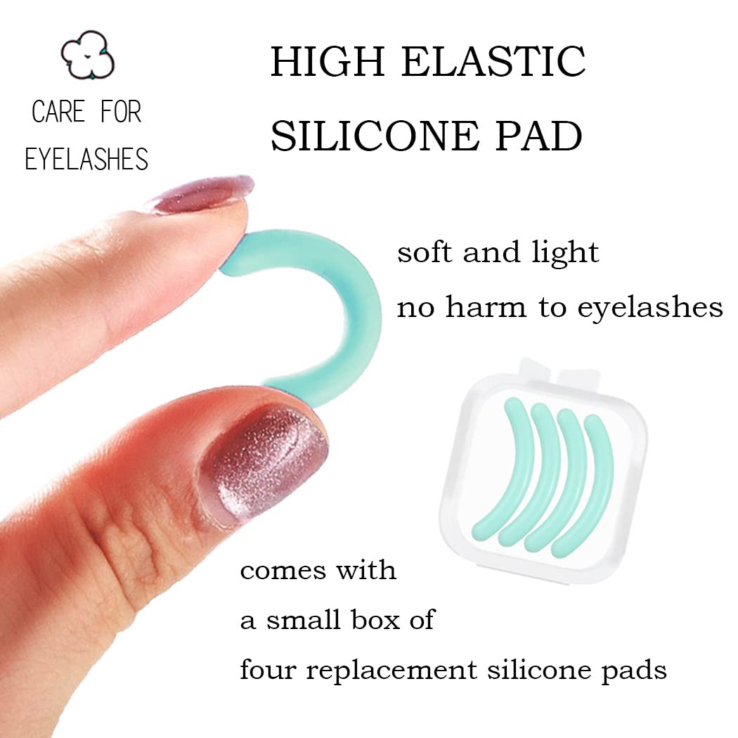 Professional Eyelash Curler with Comb & 4 Silicone Refill Pads - Portable Lash Curling Tool for Natural Volume (2 Green) | Perfect for Home Makeup, Travel & Salon Use