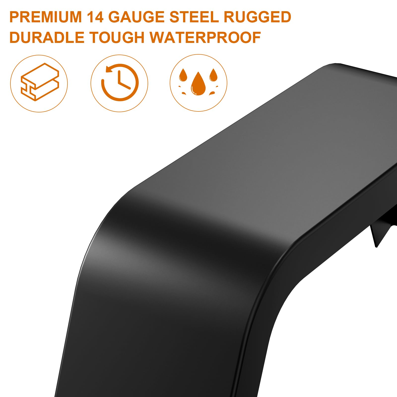 GARVEE 2 Pack Heavy Duty Steel Diamond Plate Trailer Fenders for Single Axle Trailers - Fits 14-16 Inch Wheel Tires, Universal Fit for Car Hauler, Cargo, Utility & Landscape Trailers (Black) - Durable Protection for Road Debris & Weather Conditions